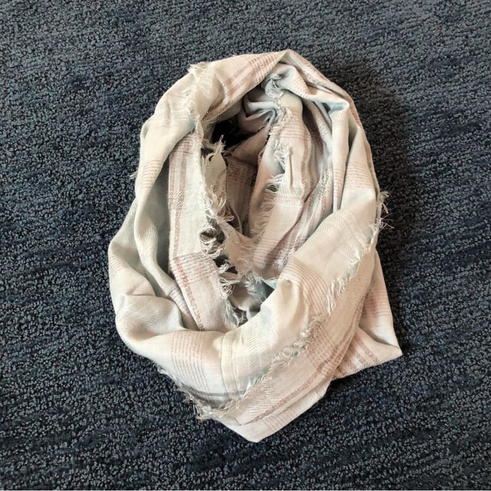 Beautiful Maurice’s light blue and sparkly grey large plaid infinity scarf!